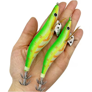 Topline Set da 10 Pezzi Esche da Pesca Rigide con Occhi 3D, Totanare per Calamari con Sacchetto, Gamberetti Luminosi in Legno per Polpi e Calamari - Product Image 2