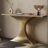 Table console moderne en acier inoxydable Xuanzhen avec plateau en pierre frittée pour salon et entrée