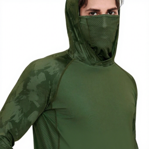 Sweat à capuche camouflage vert pour homme, manches longues, protection solaire UPF 50 anti-UV, pull en polyester 2027 - Product Image 3