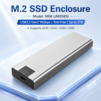 Boîtier SSD NVMe M.2 sans outil, 10 Gbps USB 3.2 Gen2, en aluminium, compatible 2230/2242/2260/2280, 2 To, multi-OS, portable, externe