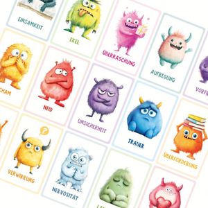 Tarjetas Emocionales Alemanas Transfronterizas: 32 Monstruos Adorables, Tarjetas Emocionales para Niños, Juguetes Educativos para el Aprendizaje Emocional - Product Image 2