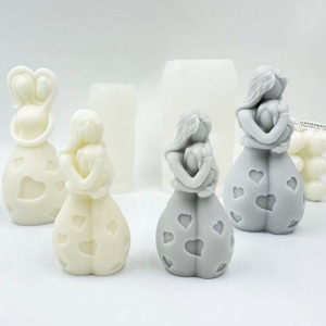 3D ของขวัญวันแม่แม่พิมพ์ซิลิโคนรูปปั้นพระแม่มารีกอดแม่พิมพ์เทียนแม่ - Product Image 3