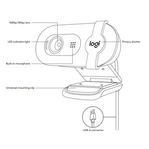 เว็บแคม <span class=keywords><strong>Logitech</strong></span> Brio 90 Full HD USB 1080P สำหรับไลฟ์สด สัมภาษณ์ ประชุม ใช้ได้กับแล็ปท็อปและเดสก์ท็อป มีสินค้าพร้อมส่ง - Product Image 2