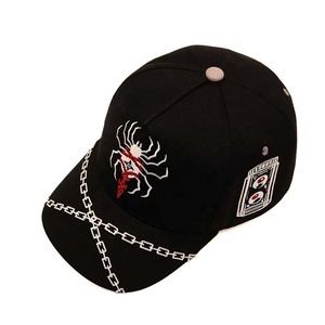 Mũ Đen Nhện thêu da lộn Mũ bóng chày tinh khiết Bông Thêu Logo tùy chỉnh 5 Bảng điều chỉnh mũ - Product Image 5