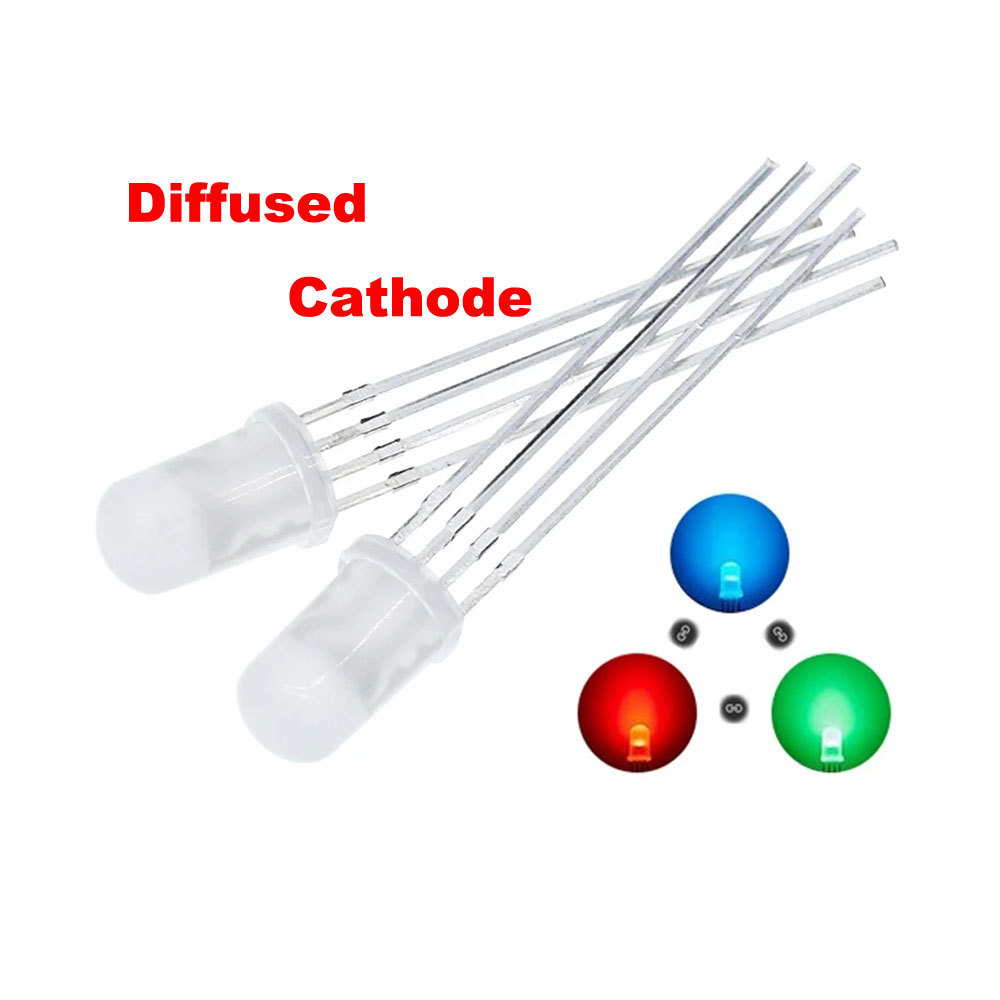 DAOKAI 100er-Pack 5mm RGB-LEDs – Gemeinsame Anode, 3V/20mA, Rot/grün/blau, Matt Diffundiert Für Arduino & DIY