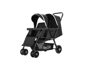 Passeggino Doppio Portatile con Logo Personalizzato, Seduta Gemellare Pieghevole, Materiali in Lino Oxford, Telaio in Acciaio Inossidabile di Lusso, 0-3 Anni - Product Image 4