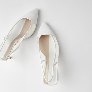 Sandalias de tacón de aguja blancas de malla con tiras para mujer, novedad de verano - Product Image 2