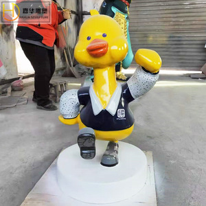 Jiahua Go <b>Duck</b> Ornament Fiberglass Cartoon <b>Duck</b> Sculpture Outdoor <b>Garden</b> Decoration Glossy Finish Freestanding Animal Shape - Product Image 1