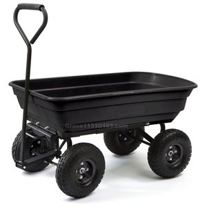 Chariot de jardin en poly robuste avec pneus à air à cadre en acier Capacité de 660LB Transporteur de chariot de brouette TC2145 pour chariots à main Troll