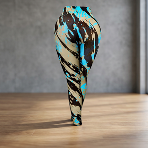 Printed Design Yoga <b>Leggings</b> Elastic Waist Comfortable Breathable High Elastic Contrast <b>Stitch</b> Women's Sports Activewear - Product Image 4