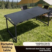 Table pliante tactique hydraulique en acier au carbone, légère et portable, pour le camping, le pique-nique et la randonnée