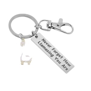 Llavero Inspirador de Alpaca: Nunca olvides cuánto eres increíble. Llaveros de acero inoxidable con diseño de llama motivacional. - Product Image 1
