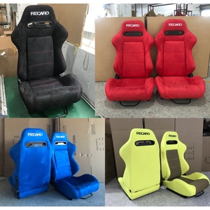 Siège baquet de course universel JBR RECARO SR3 rouge et noir en suède, avec rails à double verrouillage pour voiture – Sièges auto modifiés, best-seller - Product Image 2