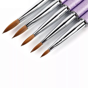 Pinceau à ongles rond en acrylique pur Kolinsky avec manche rose et violet, marque privée, pour extension d'ongles - Product Image 2