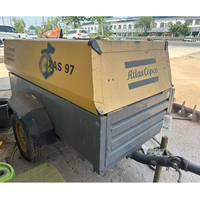 Compresseur d'air diesel d'occasion Atlas Cpoco XAS97DD 7 Bar 185 CFM, mini compresseur d'occasion avec moteur Deutz 3 cylindres