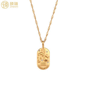 ZHENXI <span class=keywords><strong>2022</strong></span> Último Modelo en Oferta, Collar con Colgante de Signo Zodiacal de Circonita Resistente al Deslustre, Chapado en Oro de 18K sobre Acero Inoxidable para Mujer - Product Image 6