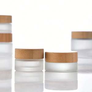 Frasco cosmético de 200ml Tarro de crema de vidrio de 150ml Tarro de vidrio de 15ml de 30ml de 50ml de 100ml con tapa de bambú para crema facial - Product Image 2