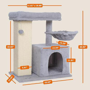 Pohon kucing tinggi mewah ekstra besar dalam ruangan menara kucing lebar dasar besar berkualitas tinggi tiang goresan kayu untuk anak kucing - Product Image 2