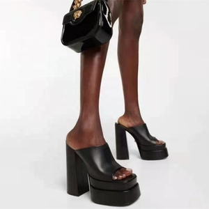 Chaussures décontractées d'extérieur printemps-été pour femmes, à bout carré ouvert, talon épais, style mule plateforme, taille 10.5 - Product Image 5