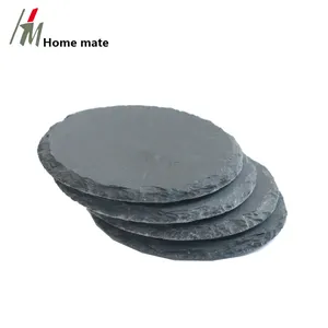 Vendita Diretta della fabbrica di pietra naturale nero D10cm Slate Coaster Rotonda