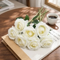 Rose artificielle en soie faite à la main de haute qualité, tige unique, pour décoration de mariage et de maison, réaliste et hydratante au toucher