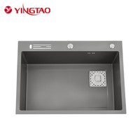 Évier de cuisine professionnel YINGTAO contemporain à encastrer, cuve unique, en acier inoxydable 201/304 poli, garantie 5 ans