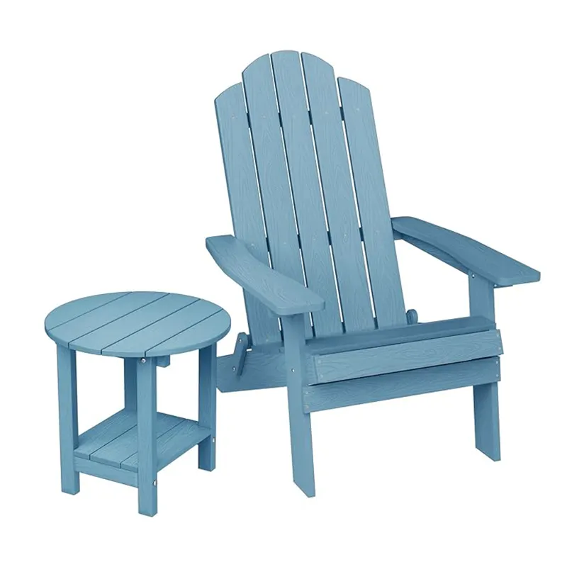 접이식 플라스틱 Adirondack 의자 및 테이블 세트 화재 구덩이 좌석 접이식 야외 안락 의자 잔디 의자 가구