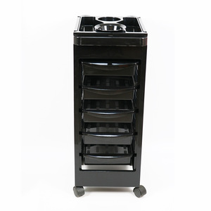 Chariot de rangement portable multi-niveaux en plastique noir pour salon de beauté et <span class=keywords><strong>coiffure</strong></span> - Product Image 3