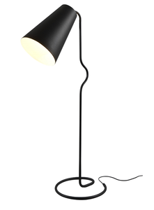 Lampe sur pied moderne avec abat-jour conique noir et support métallique incurvé, éclairage minimaliste pour la maison, décoration pour salon, chambre et bureau - Product Image 5
