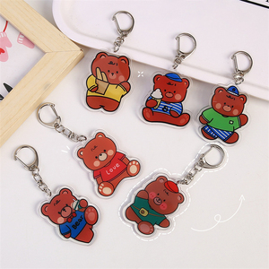 Porte-clés en PVC transparent en gros, motif ours de dessin animé imprimé UV, accessoires de <span class=keywords><strong>sac</strong></span> à dos tendance, souvenir d'entreprise - Product Image 2