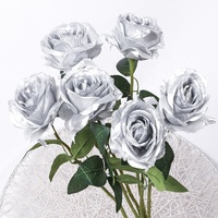 Simulierte Seiden-Gold-Silber-Rosen für Partydekorationen, Blumenarrangements & Szenenverschönerungen