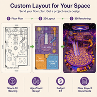 Equipo de Juego Infantil Castle Soft Play, Temática Espacial, Tobogán Doble, Certificación CE TUV ISO 9001, Escalones Acolchados de Grado Comercial, Proyecto para Centros Comerciales