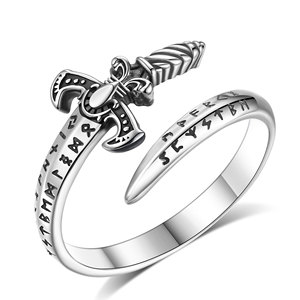 Bagues Merryshine en argent sterling 925, style épée <span class=keywords><strong>viking</strong></span>, épée de chevalier, poignard, amulette de protection simple, bijoux irlandais gothiques punk - Product Image 1