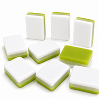 Mahjong américain de luxe, ensemble de 160 tuiles, design de dragon en porcelaine bleue et blanche, mahjong en acrylique vert lime, design de créateur