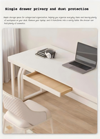 Bureau de travail à domicile DESIN, finition crème, cadre métallique écologique, design moderne et simple, idéal pour l'étude