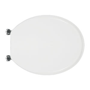 Asiento de Inodoro Redondo de Plástico Blanco, Diseño Minimalista, para Baño, con Bisagras de Pasaje - Product Image 1