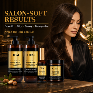 Private Label Argan Oil Hair Care Set <b>Shampoo</b> Conditioner Hair Mask Serum for Dry Damaged Frizzy Hair OEM Wholesale Supply - Product Image 3
