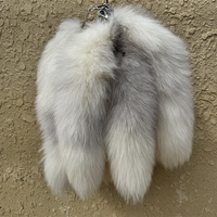 Porte-clés en fourrure de renard argenté naturel, grande commande, fourrure chic Y2K 2026, magnifique accessoire, longueur 40 cm, pour clés de voiture pour femmes