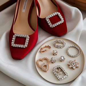 Welord Premium bayan botları ayakkabı dekoratif aksesuarları yönlü Metal ayakkabı tokaları imitasyon toka kayış süslemeleri - Product Image 1