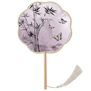 Abanico redondo de estilo antiguo, estilo chino, clásico para Hanfu femenino, abanico de danza Grain in Ear, abanico redondo de mango largo semitransparente - Product Image 5