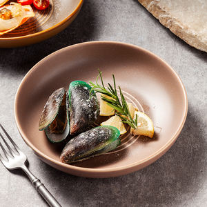 Plato Redondo de Porcelana Marrón Mate de 8'' Estilo Marroquí Mexicano Bávaro, Económico para Hoteles, para Cena, Postre, Fruta o Ensalada - Product Image 2