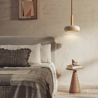 Luminaire suspendu en travertin de style nordique Wabi Sabi, lustre moderne à LED avec base E26, pour chambre, maison, hôtel, chevet, petit luminaire suspendu