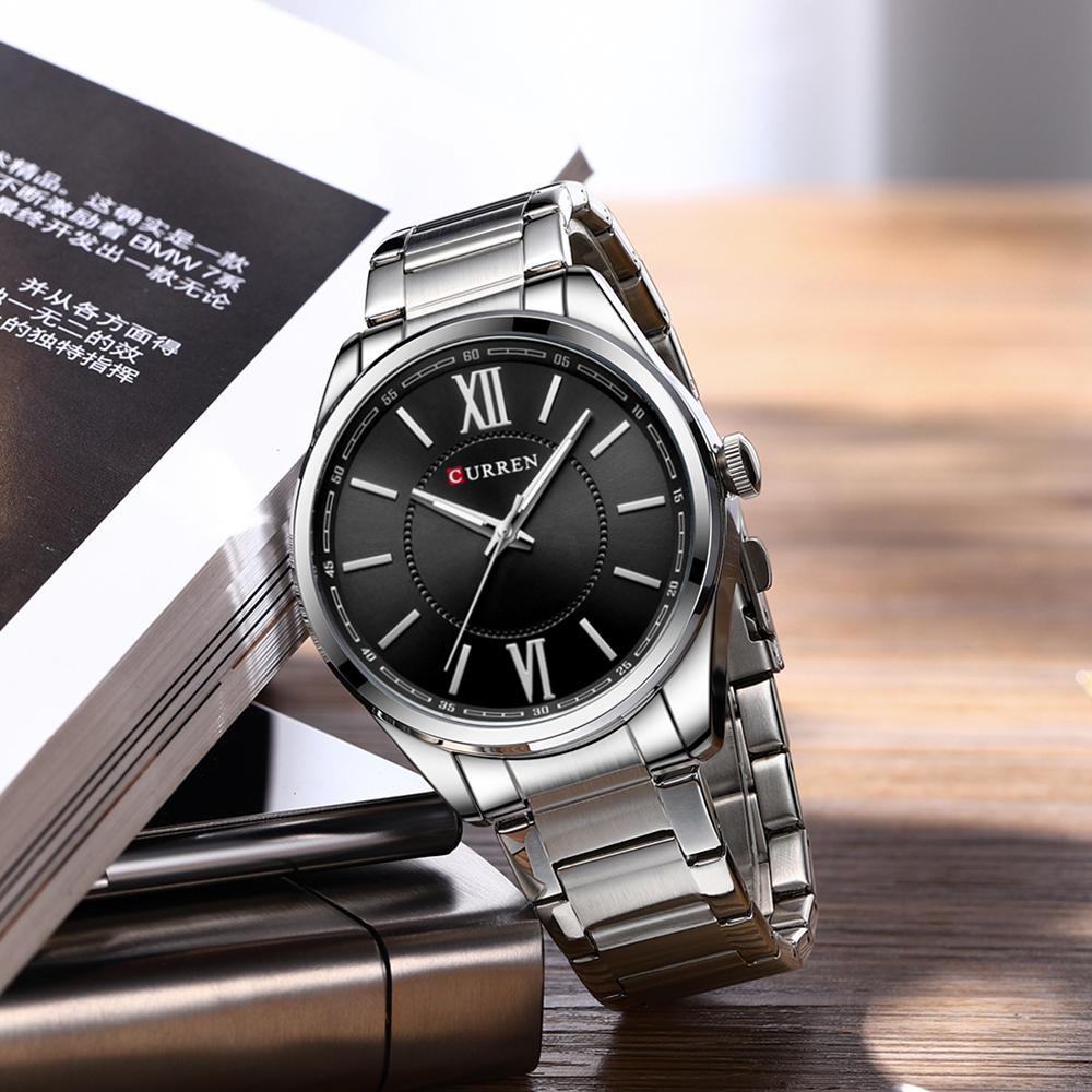 CURREN 8423 Simple Business Quartz Watches Gold Colour Classic Stainless Steel Wristwatches with Luminous Hands Male Clock