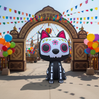 QIQU Grand modèle gonflable de chat Calavera de 4m, design Crâne de sucre, pour décorations de festival, accessoires photo et publicité étanche