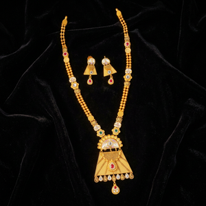 22K Gold Traditional Indian Kundan Necklace Earrings <b>Set</b> Designer <b>Bridal</b> Long Haar <b>Jewelry</b> <b>Set</b> For Women - Product Image 6
