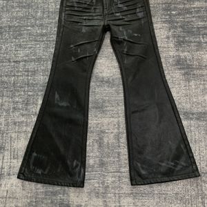 DENIMGUYS Jeans <span class=keywords><strong>de</strong></span> Mezclilla Ajustados y Acampanados para <span class=keywords><strong>Hombre</strong></span>, Estilo Vintage, Recubiertos <span class=keywords><strong>de</strong></span> Cera Negra, Personalizados al por Mayor - Product Image 4