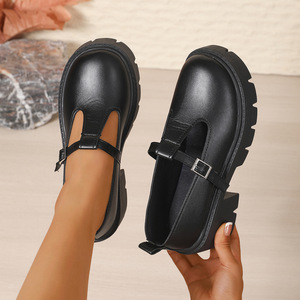 British Style Mid-Heel for Women Autumn New Thick-Soled Large Size Platform Shoes Wholesale - Product Image 3