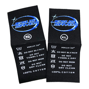 Etiqueta tejida personalizada, etiquetas de tamaño de cuidado de lavado con pliegue central, etiquetas interiores para cuello de camiseta para ropa - Product Image 6