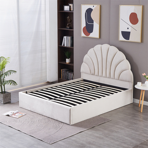 Phổ Biến Nhất Trong 2025 Ánh Sáng Sang Trọng Trắng Nhung Vải Phòng Khách Vải Giường Đồ Nội Thất Phòng Ngủ Gỗ Thanh Bọc Giường - Product Image 3