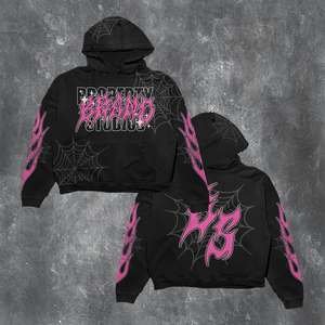 Wholesale Custom Women Oversized Acid Washed <b>Patch</b> Applique Embroidered Winter Knitted Windproof Hoodie Faded Sun Design Puffer - Product Image 1